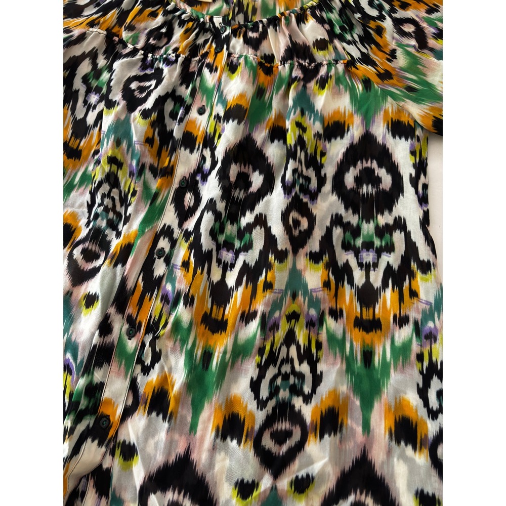 Vanessa Virginia Anthropologie Silk Ikat Print Blouse Top Multicolor Womens M - Picture 7 of 8